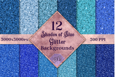 Shades of Blue Glitter - 12 Background Images