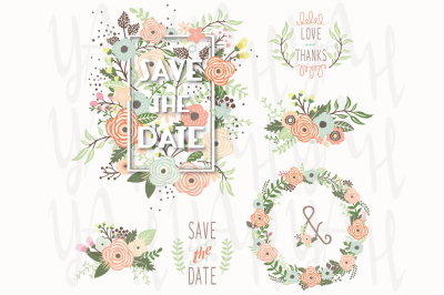 Save The Date Floral Elements