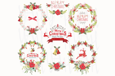 Christmas Wreath Design Elements 