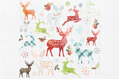 Watercolor Christmas Reindeer Design