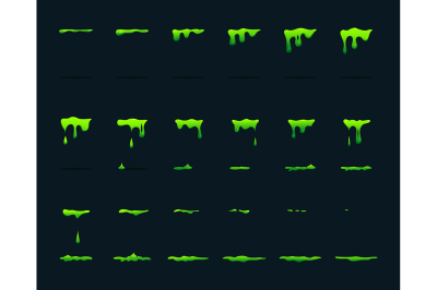 Key frame animation of dripping acid. Vector picture set