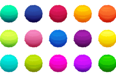 Furry colored balls. Vector pictures set