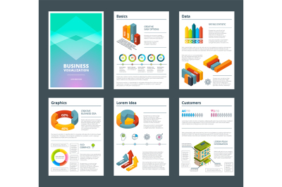 Design of annual reports with colored pictures of charts