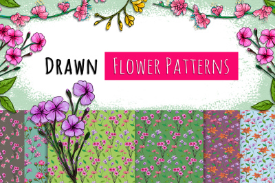 Drawn Flower Patterns and Elements