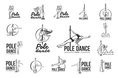 Girl on the pole illustrations. 