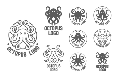 Octopus symbol illustration set