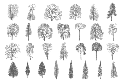 Ink trees collection. 