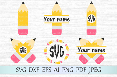 Pencil SVG, Pencil monograms SVG, BAck to school SVG, Teacher SVG