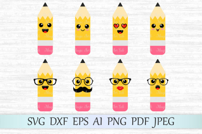 Pencil SVG, Back to school SVG, Pencil emoji clipart. Cute pencil SVG
