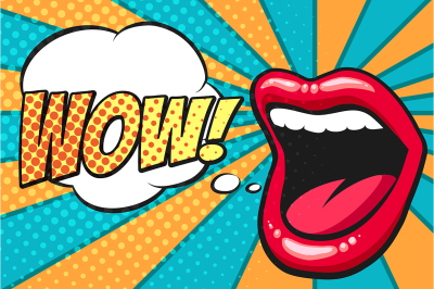 Pop Art Mouth with Wow Bubble