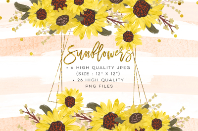 Sunflower Pumpkin Clip Art Set