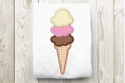 Ice Cream Triple Scoop | Applique Embroidery