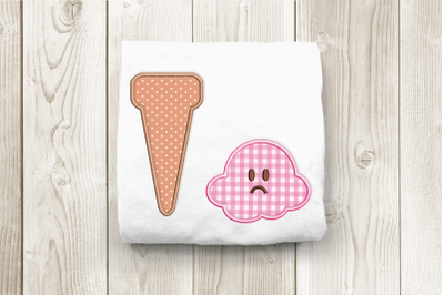 Sad Ice Cream Scoop | Applique Embroidery