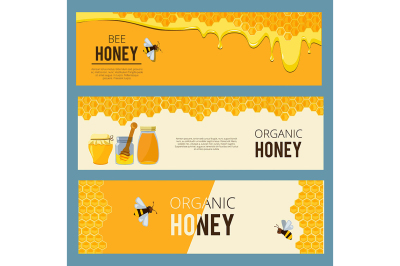 Horizontal banners with pictures set of apiary