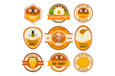 Set labels for honey. Vector template with place for your text