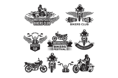 Emblems or logo designs for club of bikers