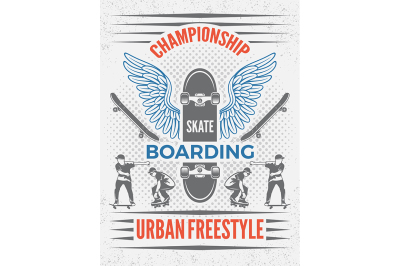 Poster in retro style for skateboarding championship