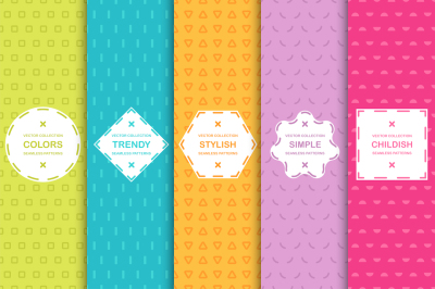 Simple colorful seamless patterns