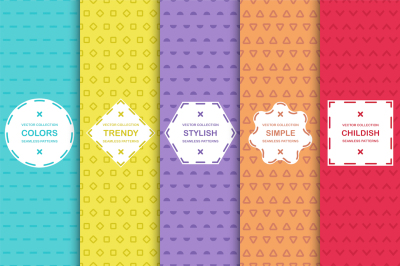 Vibrant seamless simple patterns