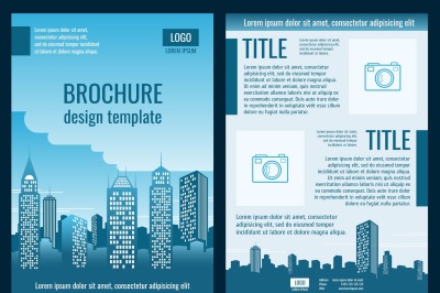 Construction company business brochure vector template