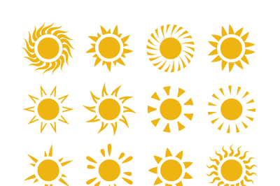 Yellow summer sun vector symbols