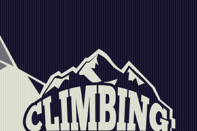 Climbing, trekking, hiking, mountaineering vector background. Poster t