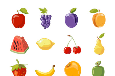 Fruit icons in cartoon style