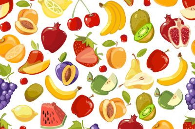 Seamless vector summer juicy fruit and berries exotic cocktail