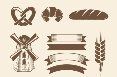 Elements for vintage vector bakery logotypes logos badges labels and e