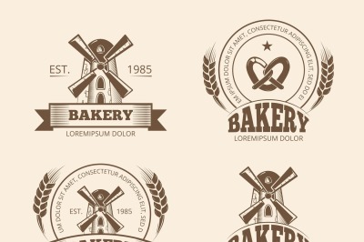 Vintage bakery and bread shop logos labels badges emblems