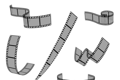 Cinema film strip roll 35mm blank slide frame vector set