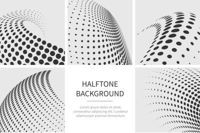 Halftone dots abstract vector shapes set