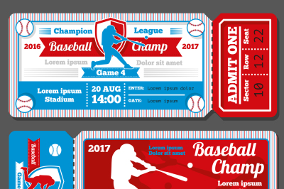 Vintage baseball&2C; sports vector tickets set