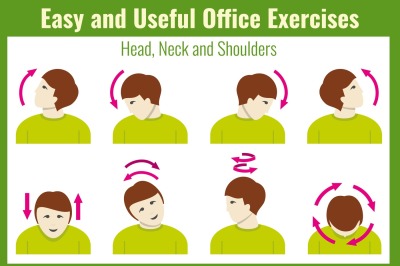 Office syndrome infographic. Exercises with businessman. Vector health