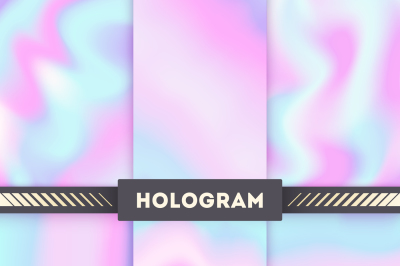 Rainbow colored hologram vector background set