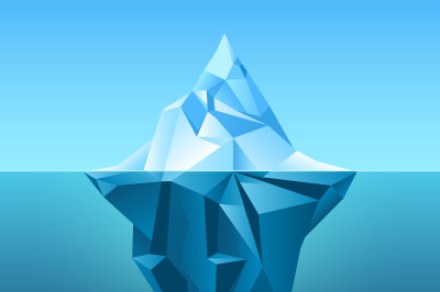 Iceberg in blue ocean vector background
