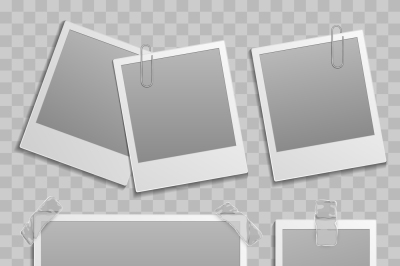 Vintage photo frame different size template with transparent shadow on
