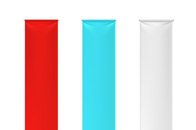 Color empty vertical advertising banner flags. Vector mockup