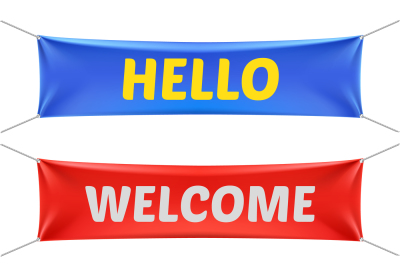 Hello, welcome and big sale vector banners