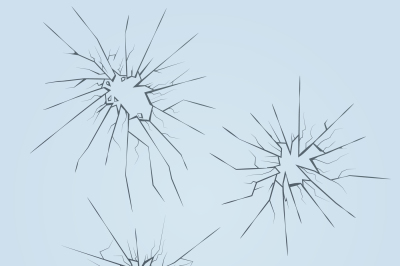 Crushed broken glass vector set