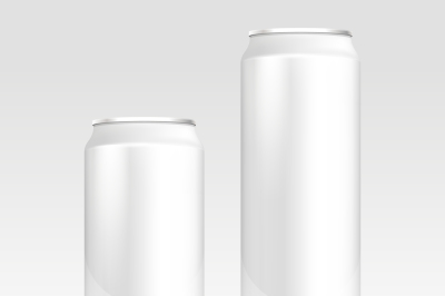Aluminum energy drink soda beer cans 500 and 330 ml vector realistic t