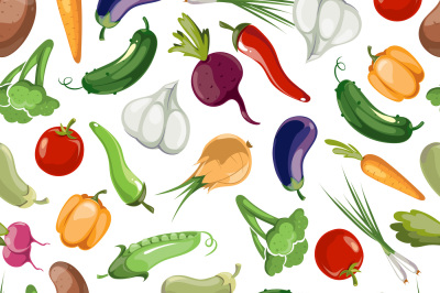 Seamless vector pattern background of vegetables