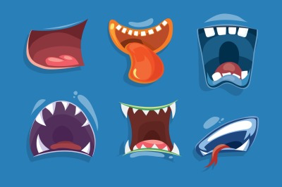 Cute monster mouths vector set