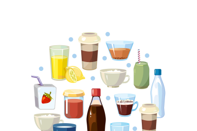 Non alcoholic drinks vector concept in circle design