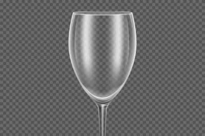 Transparent vector realistic empty wine glass