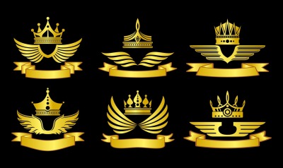 Crowns and ribbons emblems