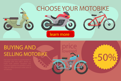 Motorbike rent and buy banners