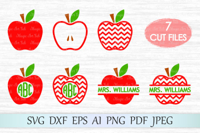 Apple SVG, Apple cut file, Chevron apple SVG, Back to school clipart