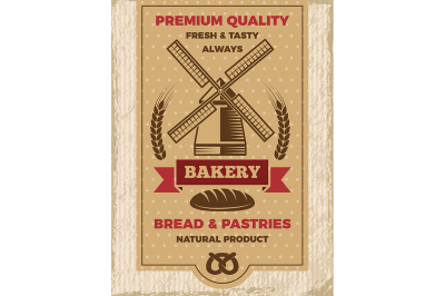 Vintage poster for bakery shop. Template with place for your text