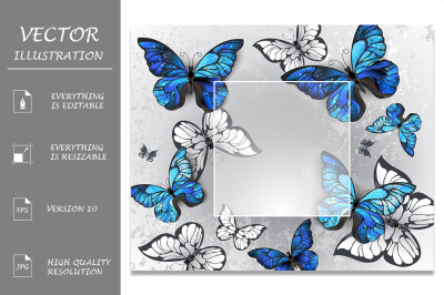 Square Banner with Blue Butterflies